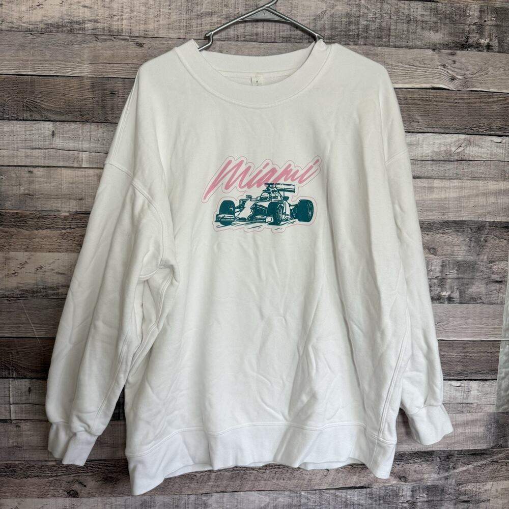 Lululemon Women’s Perfectly Oversized Crew Neck White Miami Sz 10